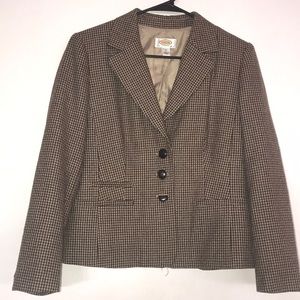 Talbots Wool Brown Houndstooth Women's Blazer FREE SHIPPING